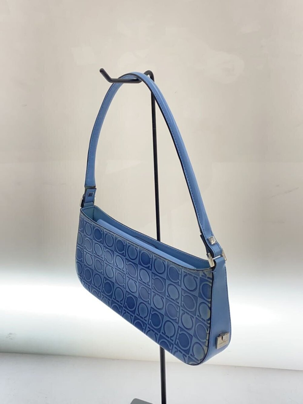 Salvatore Ferragamo Leather Blue over Gancini Handbag All Blue